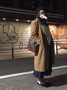「CELINE」｜「アイテム（チェスターコート）」を使った、美全さん（レディース・165cm）の冬コーディネート