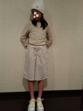 「theory（セオリー）のアイテム（トップス）」を使った、checheさん（キッズ・140cm）の秋コーディネート