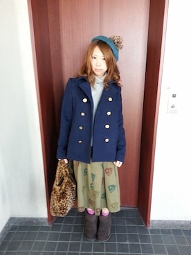 「ローリーズファーム(LOWRYS FARM)」｜「アイテム（ピーコート）」を使った、Madoka Suzukiさん（レディース・160cm）の春コーディネート