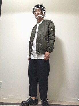 「tk.TAKEO KIKUCHI」｜「アイテム（MA-1）」を使った、むらくもさん（メンズ・168cm）の秋コーディネート