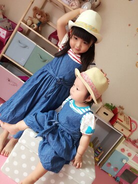 「petit main（プティマイン）のアイテム（つなぎ/オールインワン）」を使った、nahomi♡3人目19wさん（レディース・167cm）の秋コーディネート