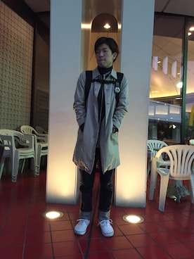「アイテム（ステンカラーコート）」を使った、時計師michiさん（メンズ・174cm・10代）の冬コーディネート
