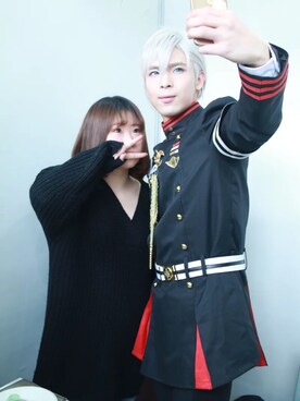 「毛衣」｜「アイテム（ジャケット/アウター）」を使った、ELF二咩_银他妈一生推さん（レディース・159cm）の冬コーディネート