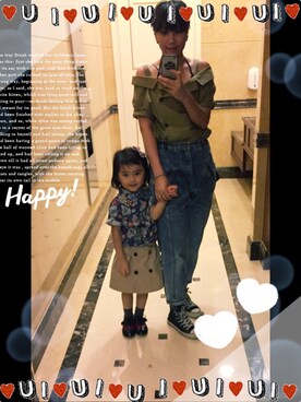 「Indigo kidsのアイテム（Tシャツ/カットソー、その他）」を使った、UUさん（キッズ）の秋コーディネート