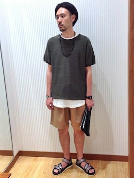 「SHIPS JET BLUE（シップスジェットブルー）のアイテム（サンダル）」を使った、内田さん（メンズ・175cm）の夏コーディネート