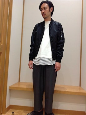 「SHIPS JET BLUE（シップスジェットブルー）のアイテム（ブルゾン）」を使った、内田さん（メンズ・175cm）の秋コーディネート