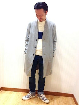 「SHIPS JET BLUE（シップスジェットブルー）のアイテム（ニット/セーター）」を使った、内田さん（メンズ・175cm）の冬コーディネート