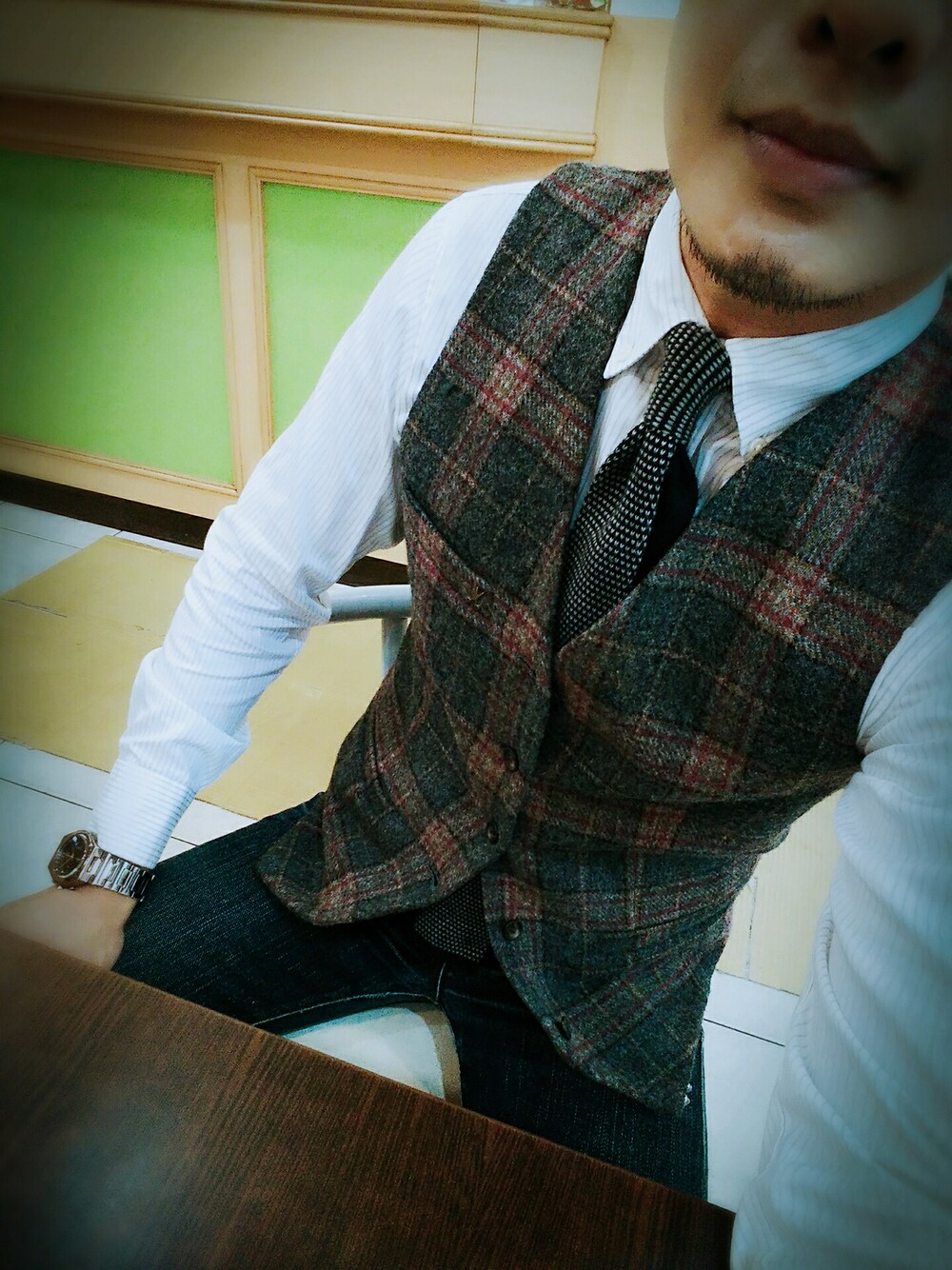 「Gentleman、Rugged Gentleman、waistcoat、tie」｜「TOPMANのアイテム（フォーマルスーツ/小物、グレー系）」を使った、BLUEさん（メンズ・174cm）の秋コーディネートの1枚目の写真