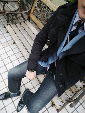 「SPAO（スパオ）のアイテム（ライダースジャケット）」を使った、BLUEさん（メンズ・174cm）の春コーディネート