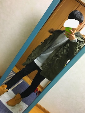 「no brand（ノーブランド）のアイテム（モッズコート）」を使った、あゆむさん（メンズ・165cm）の冬コーディネート