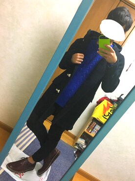 「no brand（ノーブランド）のアイテム（ダッフルコート）」を使った、あゆむさん（メンズ・165cm）の冬コーディネート