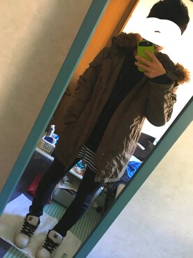 「no brand（ノーブランド）のアイテム（モッズコート）」を使った、あゆむさん（メンズ・165cm）の冬コーディネート