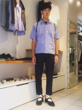 「soe（ソーイ）のアイテム（シャツ/ブラウス）」を使った、borabora-nagoyaさん（メンズ・176cm）の春コーディネート