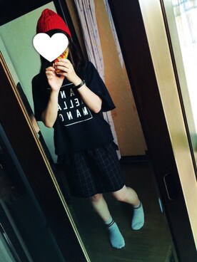 「赤ニット帽」｜も も た ろ 。さん（レディース・156cm）の秋コーディネート
