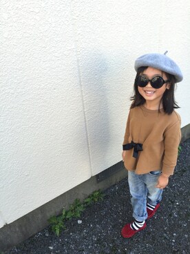 「アイテム（ハンチング/ベレー帽）」を使った、SumiReさん（キッズ・110cm）の秋コーディネート
