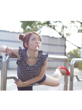「3rd by VANQUISH（サードバイヴァンキッシュ）のアイテム（パンツ）」を使った、airi さん（レディース・146cm）の秋コーディネート