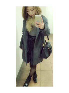 「誕生日」｜「アイテム（チェスターコート）」を使った、airi さん（レディース・146cm）の冬コーディネート