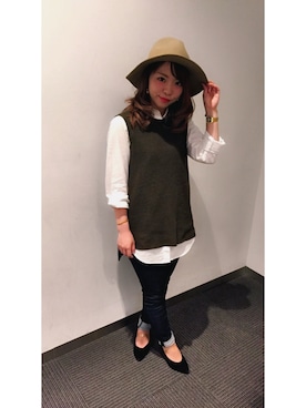 「ベージュのハット」｜airi さん（レディース・146cm）の秋コーディネート