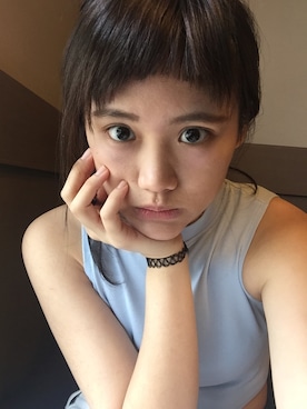 「アイテム（チューブトップ、ブルー系）」を使った、りりか凜凜花🌸さん（レディース・162cm）の夏コーディネート