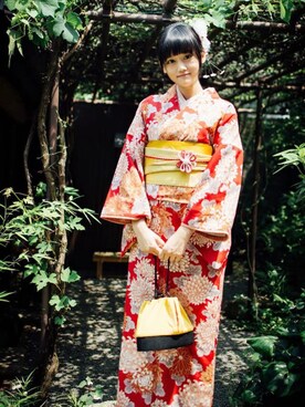 「きもの」｜「アイテム（ワンピース/ドレス）」を使った、りりか凜凜花🌸さん（レディース・162cm）の夏コーディネート