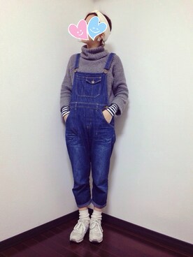 「リラックスコーデ」｜「アイテム（オールインワン・サロペット）」を使った、mayu*さん（レディース・158cm）の冬コーディネート
