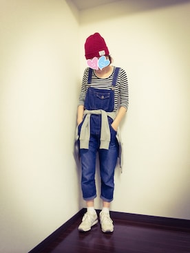 「着やせコーデ」｜「アイテム（オールインワン・サロペット）」を使った、mayu*さん（レディース・158cm）の春コーディネート