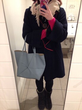 「LOEWE」｜「アイテム（ダウンジャケット/コート）」を使った、K😎✨さん（レディース・158cm）の冬コーディネート