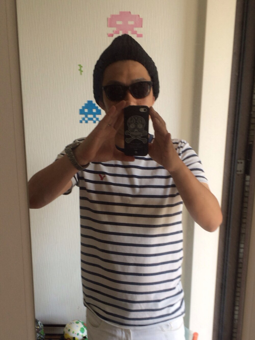 「American Eagleのアイテム（Tシャツ/カットソー、その他）」を使った、TAMOTSUさん（メンズ・173cm）の夏コーディネートの1枚目の写真