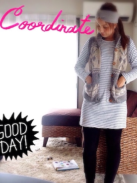 「niko and...（ニコアンド）の【niko and...】ＨＡＮＤ/Ｗ１００雪ベスト（ベスト）」を使った、yubuki𓇼さん（レディース・164cm）の冬コーディネート