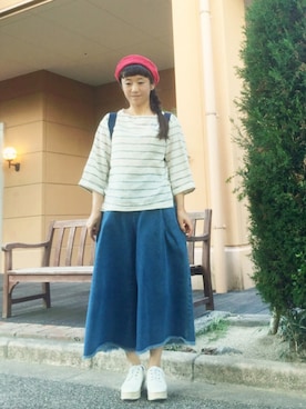 「オックスフォードシューズ」｜「アイテム（ハンチング/ベレー帽）」を使った、1000birdさん（レディース・156cm）の秋コーディネート