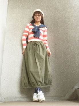 「オックスフォードシューズ」｜「アイテム（ハンチング/ベレー帽）」を使った、1000birdさん（レディース・156cm）の秋コーディネート