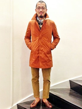 「タッセルローファー」｜「アイテム（ステンカラーコート）」を使った、上田さん（メンズ・173cm）の冬コーディネート