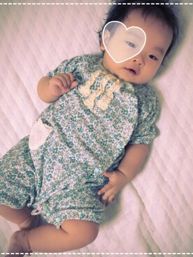 「アイテム（ママ＆ベビー、グリーン系）」を使った、Rii♡さん（キッズ・60cm）の秋コーディネート