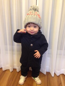 「BEAMS BOY（ビームスボーイ）のアイテム（ニットキャップ/ビーニー）」を使った、のぐさん（キッズ・80cm）の秋コーディネート