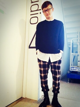 ロバート馬場裕之さん(メンズ・181cm)の春コーディネート