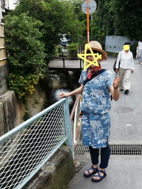 「古着ワンピース」｜「アイテム（財布/小物）」を使った、さめさん（レディース・155cm）の夏コーディネート