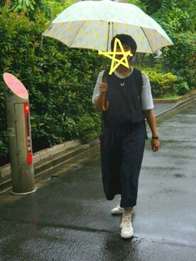 「LE GLAZIK（ルグラジック）のアイテム（つなぎ/オールインワン）」を使った、さめさん（レディース・155cm）の夏コーディネート