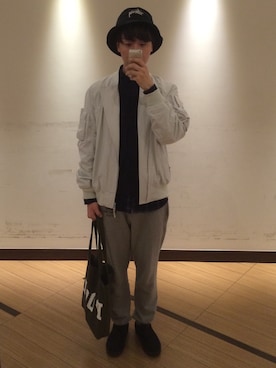 「LAD MUSICIAN（ラッドミュージシャン）のアイテム（ミリタリージャケット）」を使った、MICHYさん（メンズ・178cm）の春コーディネート