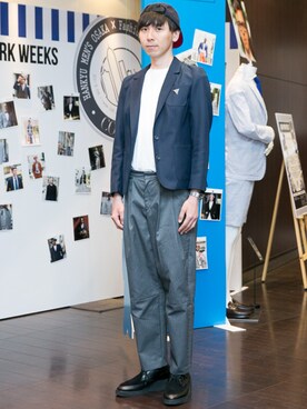 「アイテム（テーラードジャケット）」を使った、MICHYさん（メンズ・178cm）の春コーディネート