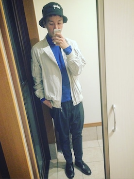 「LAD MUSICIAN（ラッドミュージシャン）のアイテム（ミリタリージャケット）」を使った、MICHYさん（メンズ・178cm）の冬コーディネート