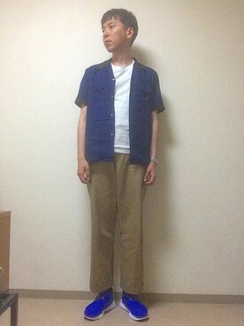 「N.HOOLYWOOD（N.ハリウッド）のアイテム（チノパンツ）」を使った、MICHYさん（メンズ・178cm）の春コーディネート