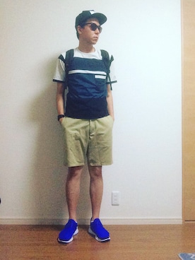 「PIGALLE(ピガール)のアイテム(帽子)」を使った、MICHYさん(メンズ・178cm)の夏コーディネート