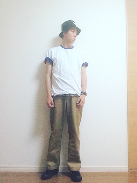 「N.HOOLYWOOD（N.ハリウッド）のアイテム（チノパンツ）」を使った、MICHYさん（メンズ・178cm）の夏コーディネート