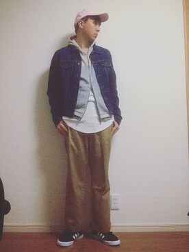 「N.HOOLYWOOD（N.ハリウッド）のアイテム（チノパンツ）」を使った、MICHYさん（メンズ・178cm）の秋コーディネート