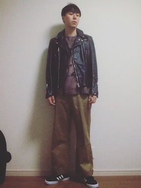 「N.HOOLYWOOD（N.ハリウッド）のアイテム（チノパンツ）」を使った、MICHYさん（メンズ・178cm）の秋コーディネート