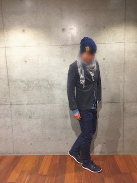 「The DUFFER of ST.GEORGE（ザダファーオブセントジョージ）の"D" WAPEEN KNIT CAP：ワッペンニットキャップ（ニットキャップ/ビーニー）」を使った、CRさん（メンズ・178cm）の秋コーディネート