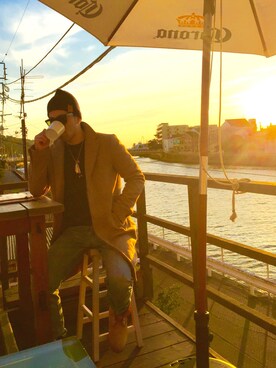 「Polo Ralph Lauren」｜「アイテム（チェスターコート）」を使った、fuss@takaさん（メンズ・170cm）の冬コーディネート