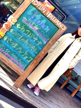 「白コート」｜「アイテム（その他）」を使った、a y aさん（レディース・158cm）の冬コーディネート