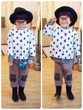 「PUAL CE CIN（ピュアルセシン）のアイテム」を使った、Milo☻さん（キッズ・100cm）の春コーディネート