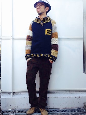 「カウチン」｜フジモンさん（メンズ・179cm）の冬コーディネート